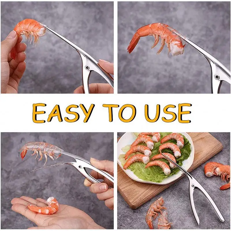 2 Pcs Stainless Steel Shrimp Deveiner Tool and Shrimp Peeler Set Kitchen Tools Peels Prawn Outer Shell Deveins seafood tool