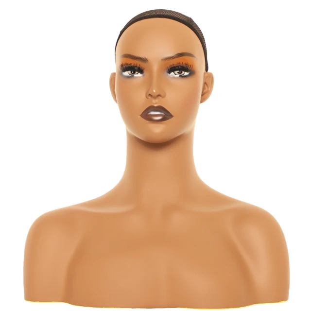 DE-C10 Realistic Full Bust Female PVC Mannequin Head Bust For Wigs Jewelry  Display