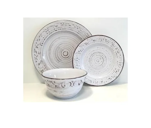12/18pcs embossed stoneware dinnerware