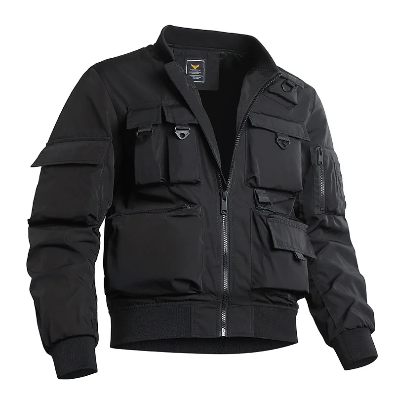 Loose Classic Flight Jacket For Men Thick Warm Coats with many pockets