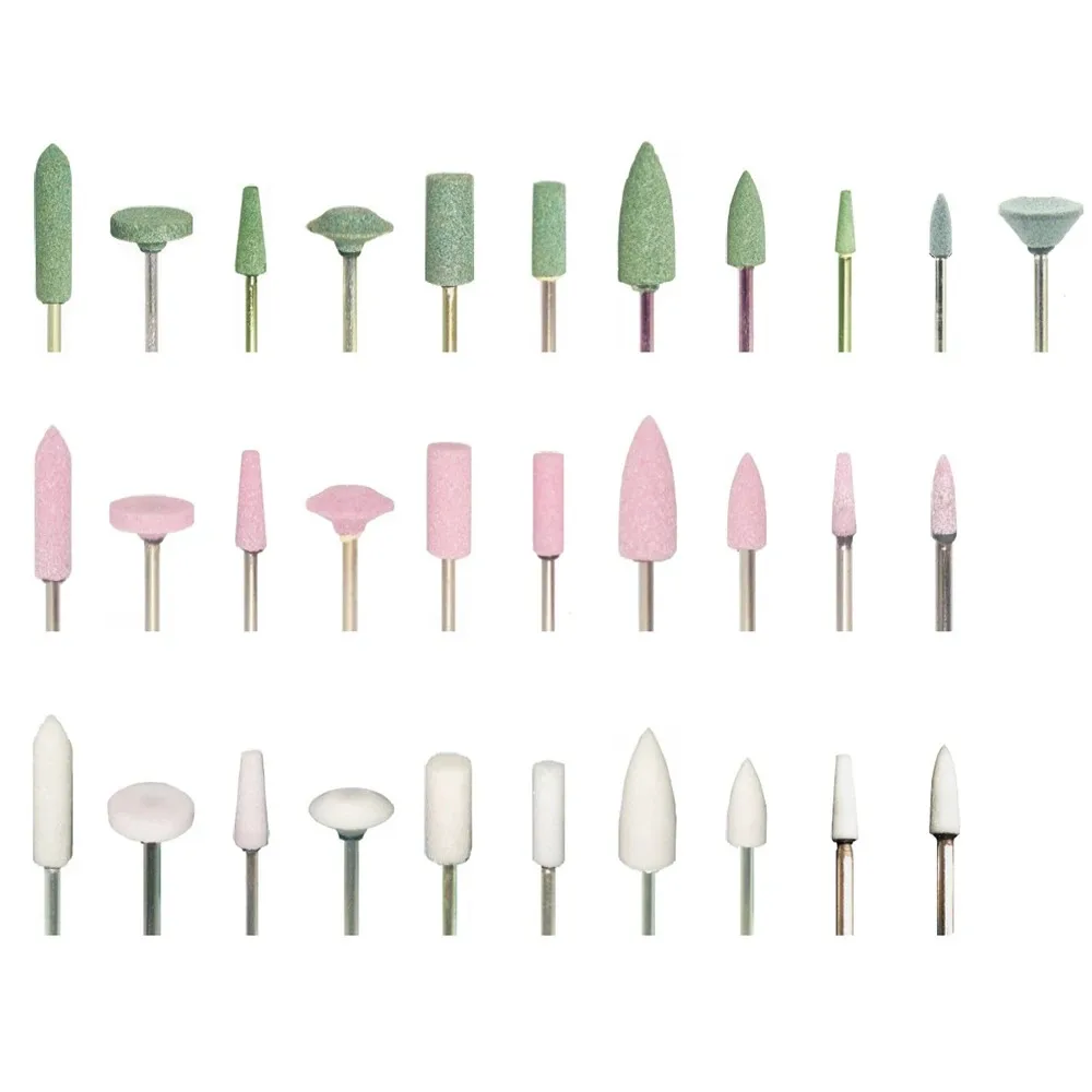 10Pcs Green Dental Mounted Stone Grinders Gravel Burs 2.35mm Green Stone For Contouring And Shaping Porcelain And Metals