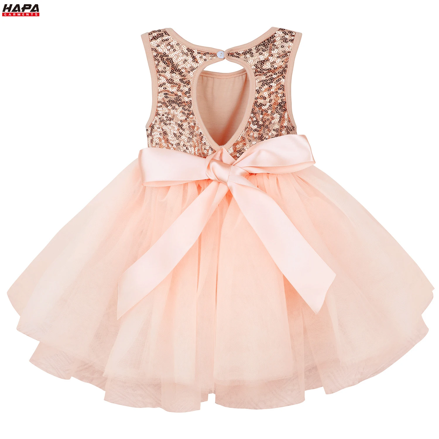 New fashion round neck sleeveless dress girls sequined mesh tutu princess girls dress for kids