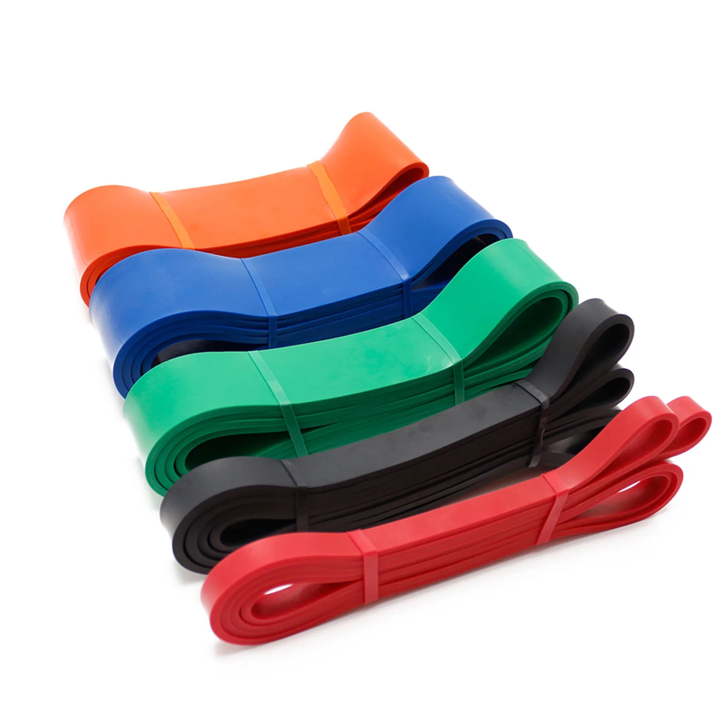 Wholesale 100% Natural Latex Colorful  Elastic Gym Exercise  Bands Set for Power Lifting