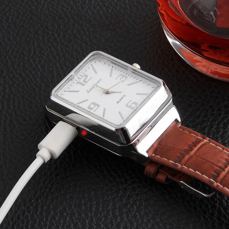 Металлическая зажигалка для часов зарядка через USB ремень отдыха уличная ветрозащитная Зажигалка