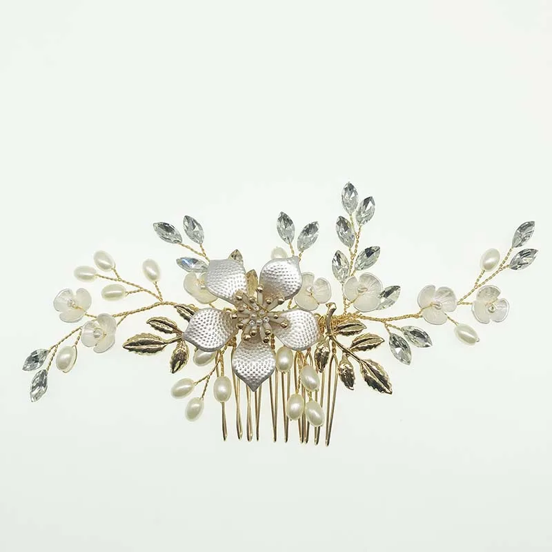 SHSS2070 Fashion wedding hair accessories jewelry hair combs Flower piece gold color bridal hair accessories combs
