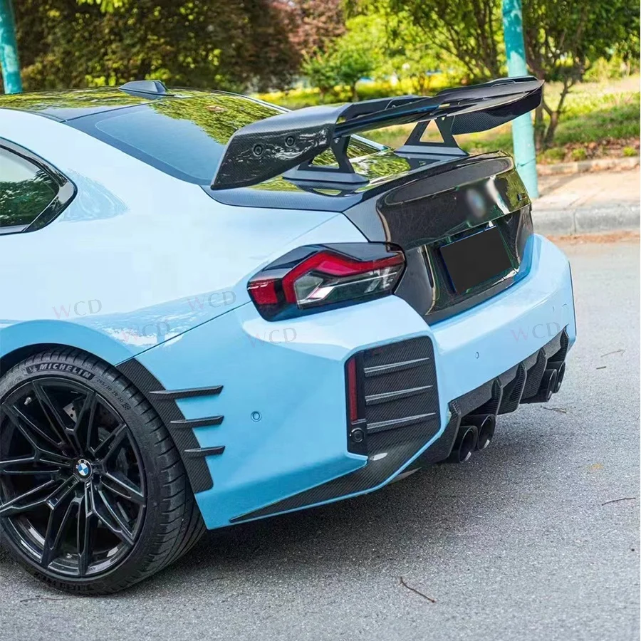 Real Carbon Fiber Universal Rear Spoiler For BMW M3 M4 G80 G82 F80 F82 Rear Swan Neck Wing Universal Spoiler