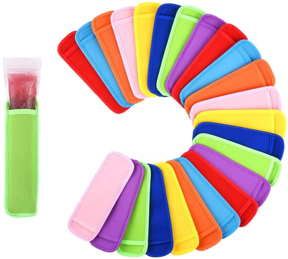 Neoprene Colorful Reusable Popsicle Holders Bags Freezer Ice Pop Sleeves Anti freezing Ice Pop Holders