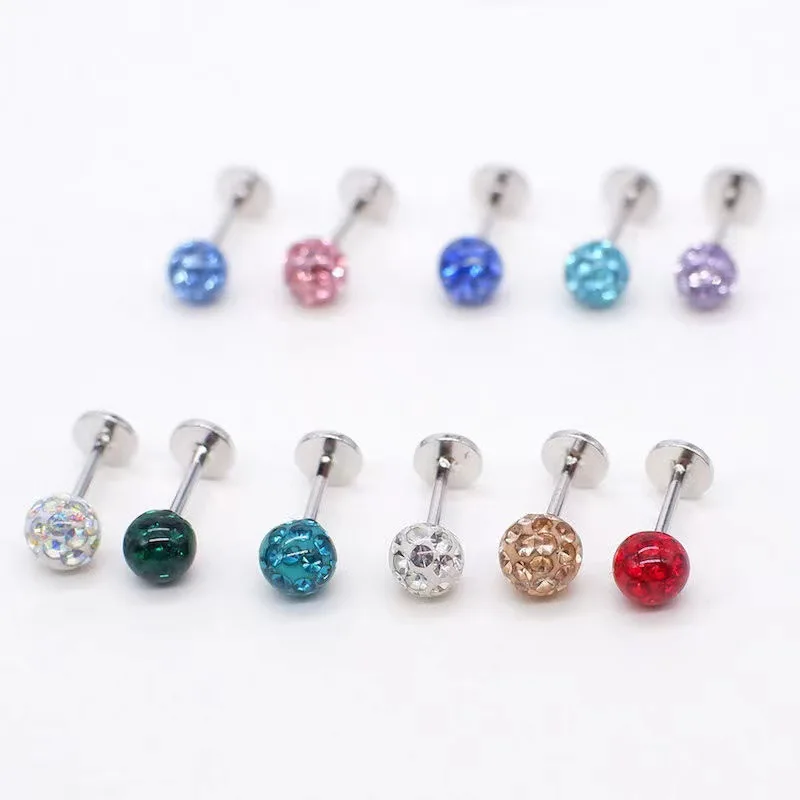 2022 Wholesale Fashion Stainless Steel 6Mm 8 Ball Animal Flower Labret Tops Ear Nose Ring Body Piercing Helix Stud Jewelry /