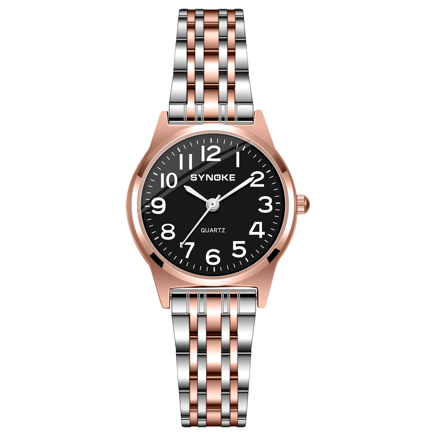 New Fashion Ladies Steel Band Watch Elegant and Trendy Gold Steel Band Digital Quartz Ladies Fashion Watch