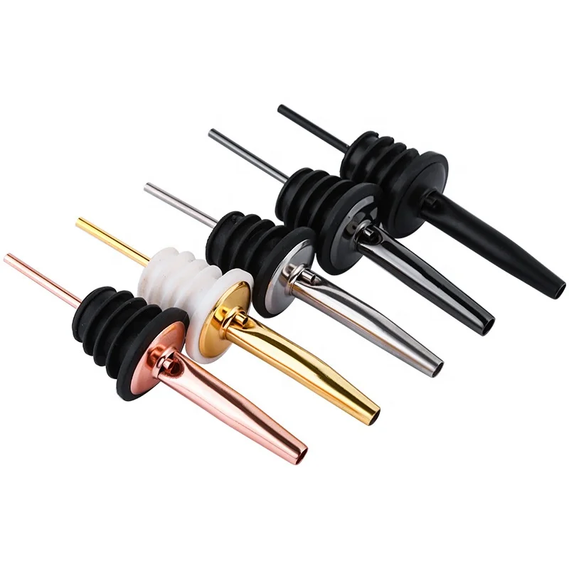 Wholesale bar cocktail whisky drink control speed spout oil bottle aerator rose gold black stainless steel wine pourer