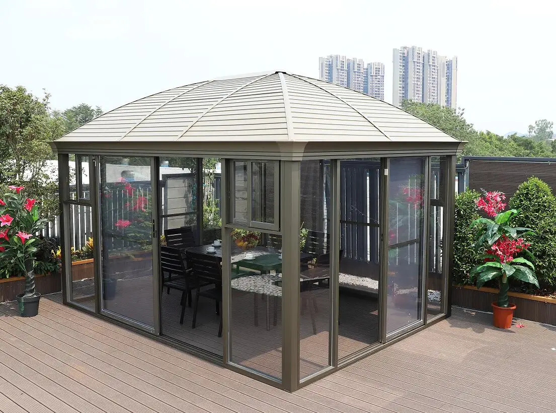 300*400 см стеклянный дом Зимний сад солярий с раздвижными дверями