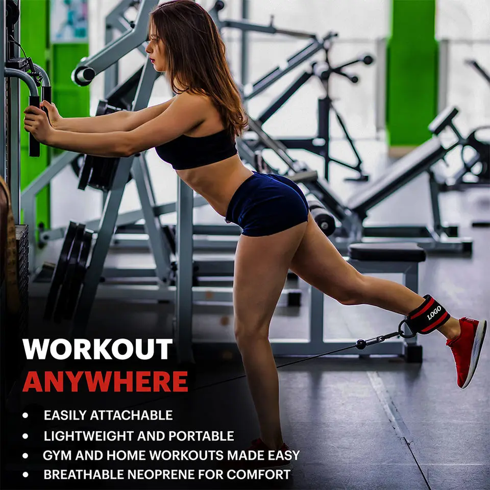D Ring Ankle Strap for Cable Machine Gym Ankle Cuff for Kickbacks Glute Workouts Leg Extensions Curls Booty Hip Abductors Excise