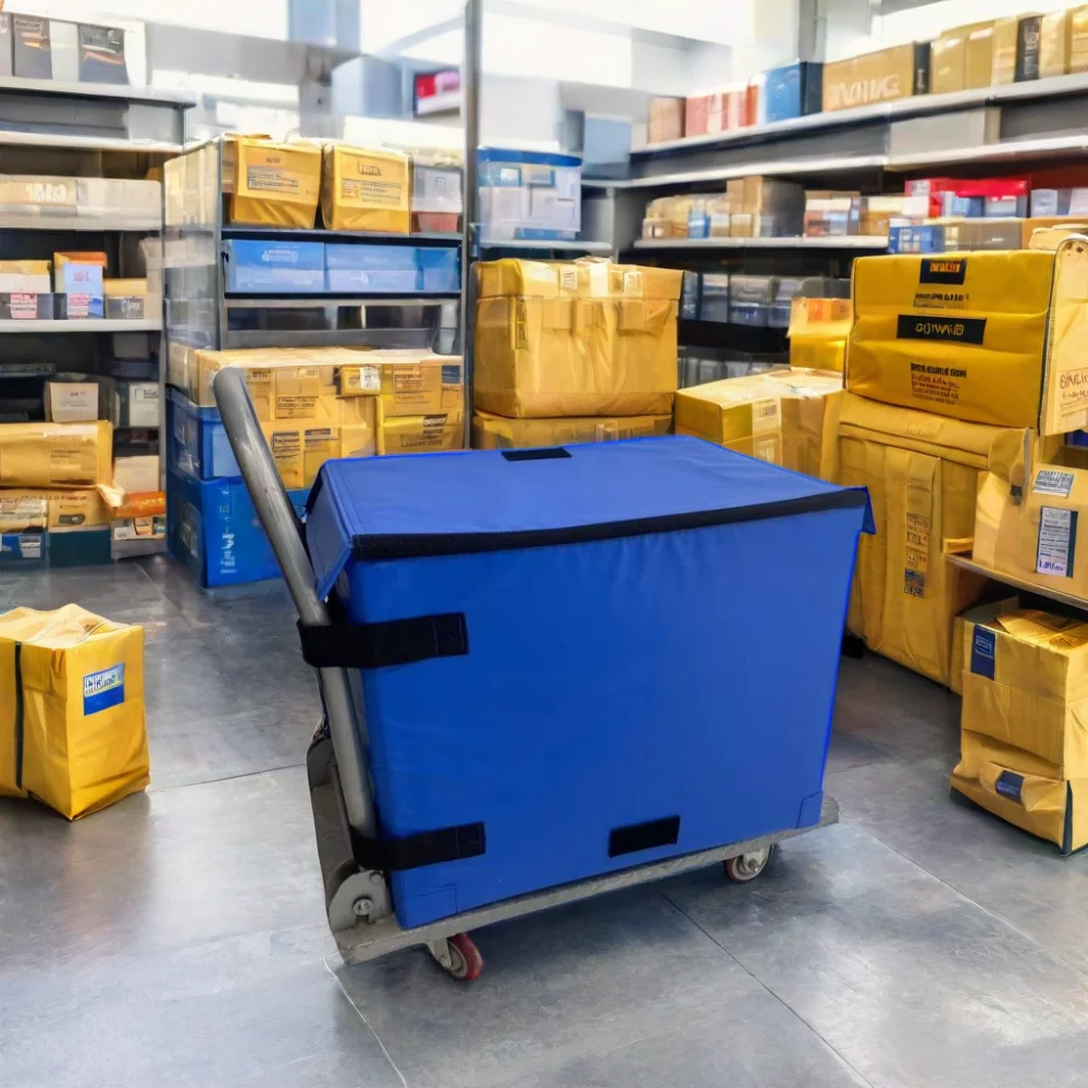 Waterproof Plastic Tarpaulin Folding Box for Cart with Lid Foldable Corrugated Design Easily Collapsible Dolly Enclosure Box