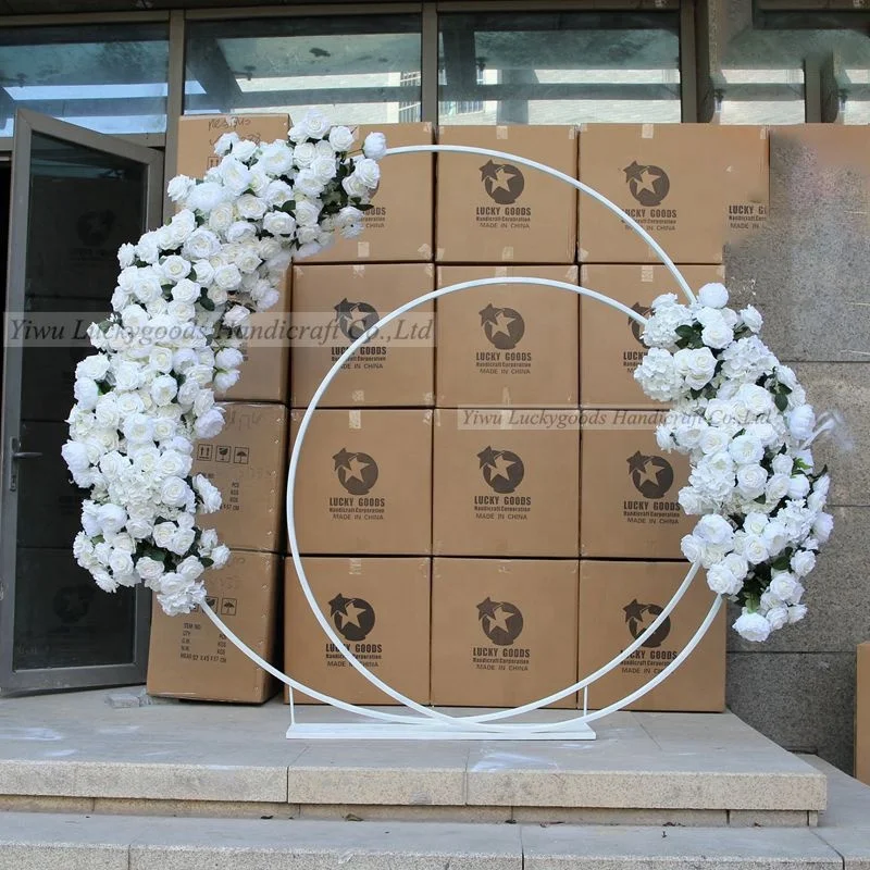 LFB1300 artificial rose and hydrangeas round arch backdrop for wedding decorations