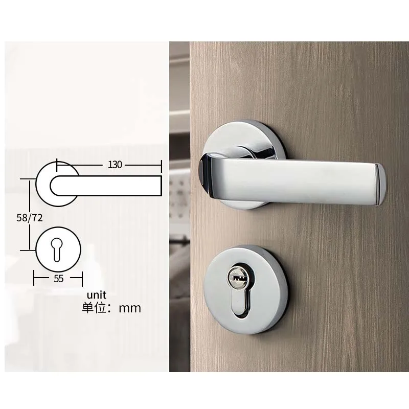 Qiansi Indoor door lockgold split lock brass silent lockbedroom silent universal wooden door lock