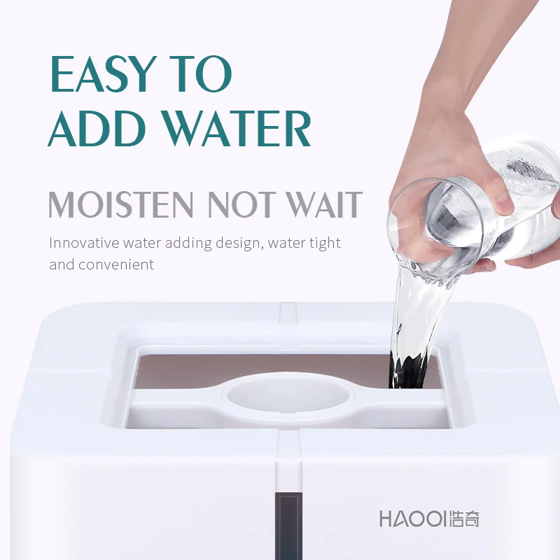 5L Household humidicator Top Fill Hot Mist 500ml/h Small Portable Square LED light Air Humidifier with Warm Mist