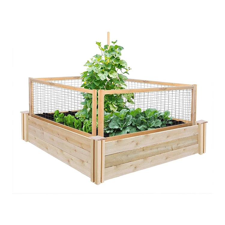 16 in x 48 in Solid Pine Wood Raised Garden Bed,Robust Free Standing Planter Box With Trellis