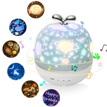 Low Price Christmas Decoration Gift Moon and Star 1200mah Grass Rechargeable Night Light Projector 360 Degree Romantic Projector