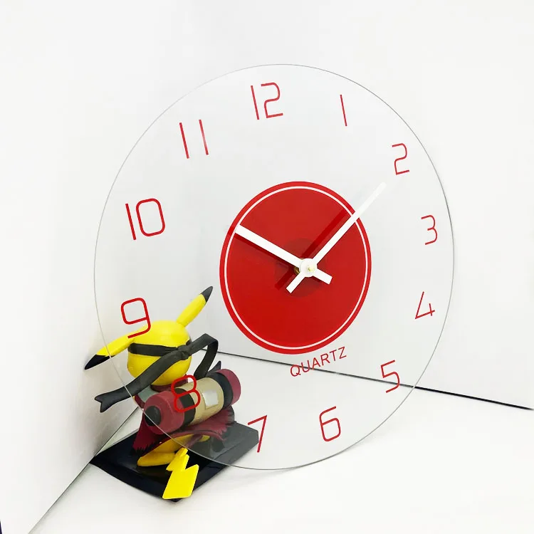 12 inch diam 30cm transparent glass wall clock
