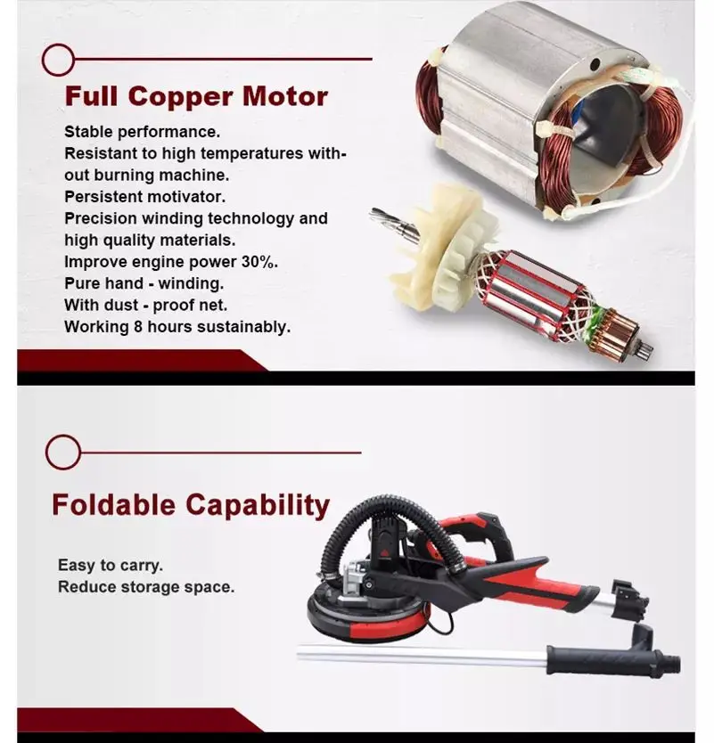 SZL-225-1 110V / 220V Ceiling Giraffe Drywall Sander Electric Vacuum Environmental Protection Drywall Wall Dustless Disk