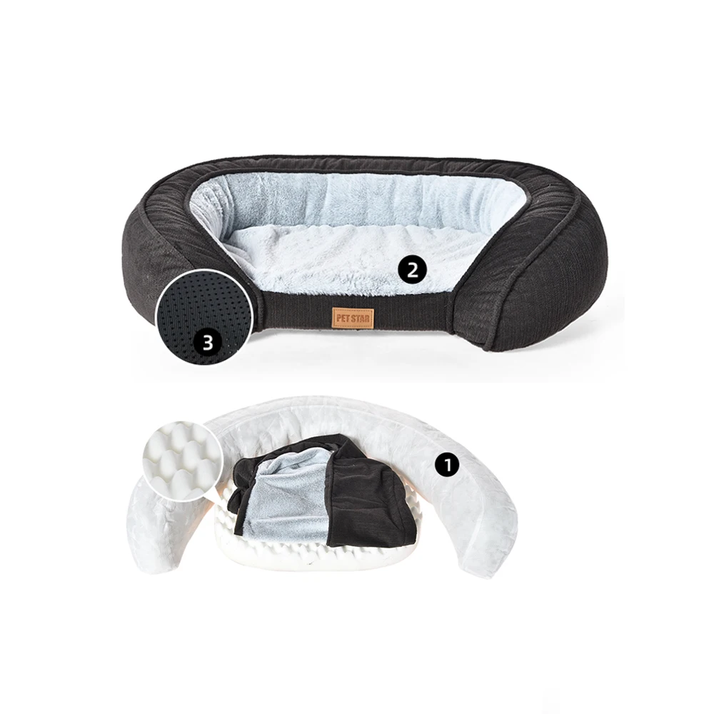 Dog Bed Boucle Wholesale Orthopedic Foam Pet Beds High Quality Detachable Cozy Sude Fabric Corn Kernel Shape Dog Bed