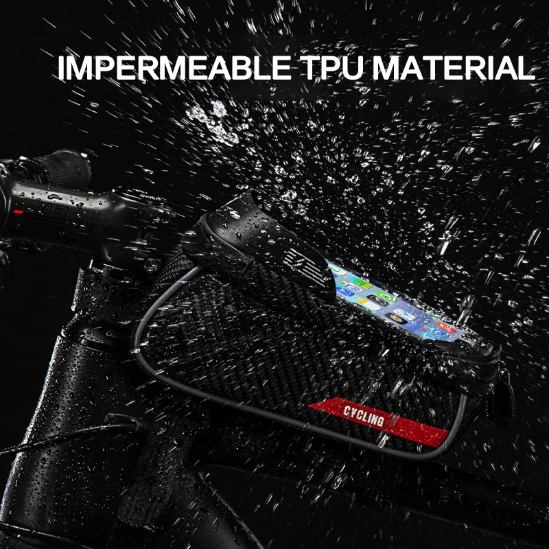 Multifunctional bicycle touch screen TPU bicycle bag with built-in sun visor, customizable safety  logo bicycle frame bag