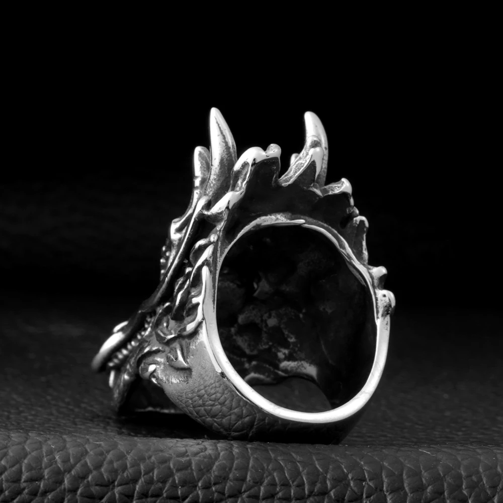 Ss8-060r Steel Soldier Punk Dragon Head Men Ring Chinese Style Stainless Steel Biker Rock Personality Jewelry