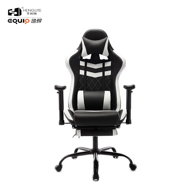 E-commercial Office Swivel 180 Degree Reclining Gaming Chair witn footrest