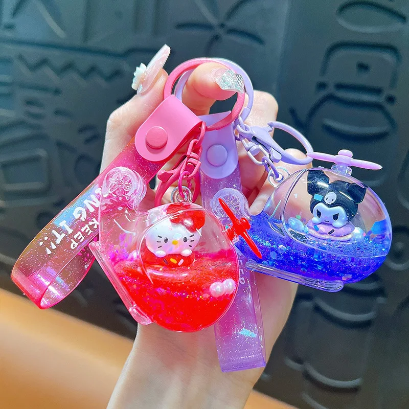 Cartoon Sanrioed Bubble Boba Milk Tea Keychain Cute Liquid Keychain Ladies Backpack Pendant Into Oil Milk Tea Cup Key ring