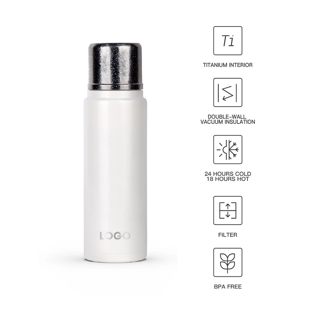 Gift Titanium Sport Bottle Double Wall Drink Bottle 650ml Titanium Water Bottle with Ti Lid and Filter