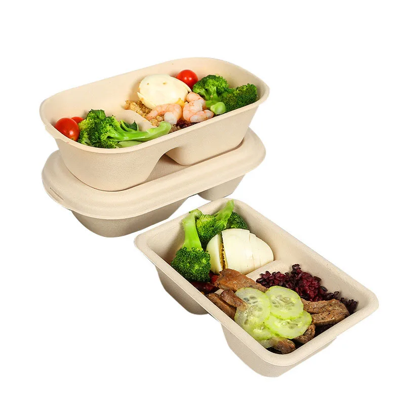 
Biodegradable Disposable Paper Lunch Boxes Sugarcane Pulp Fast Food Box Price Fast Food Delivery Box With Lid 