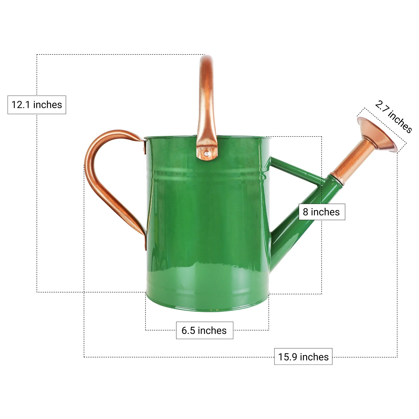 1 Gallon Garden Watering can Galvanized Metal Water cans with Detachable Spout and Nozzle head