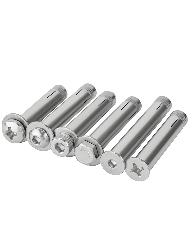 304/316/201Stainless Steel Expansion Screw, Flat Head, Inner Expansion, Outer Hexagon, Extended Expansion Bolt Countersunk Head