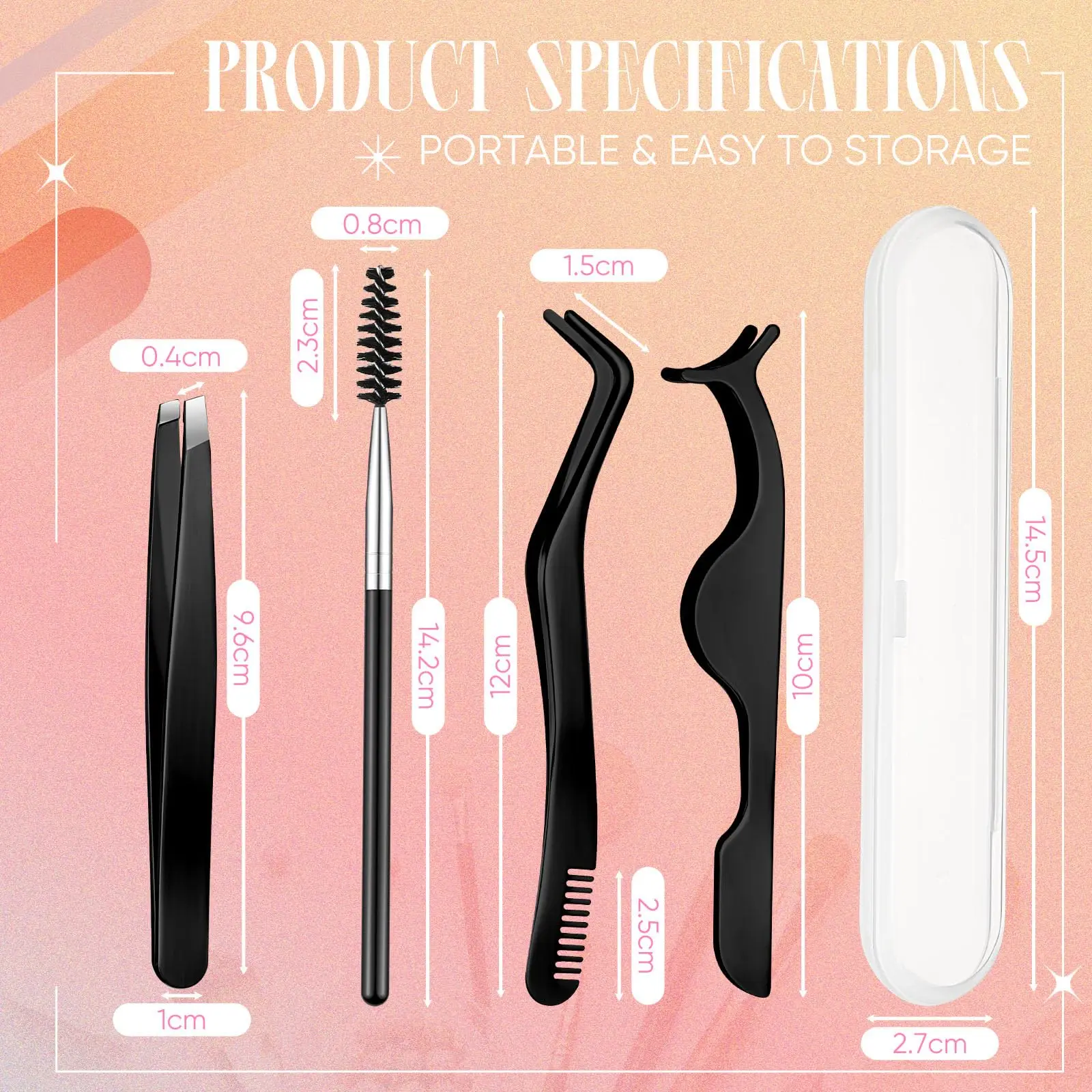 2023 Custom Logo 5 Pcs Black Lash Applicator Tool Set Lash Eyelash tweezers for lash extensions  for DIY Individual  Clusters A