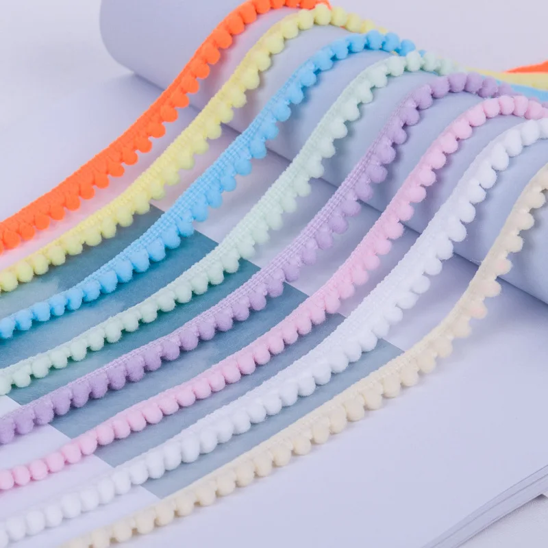 Wholesale Colorful Diy Sewing Embroidered Accessory Fringe Pom Pom Ball Lace Trim for Garment