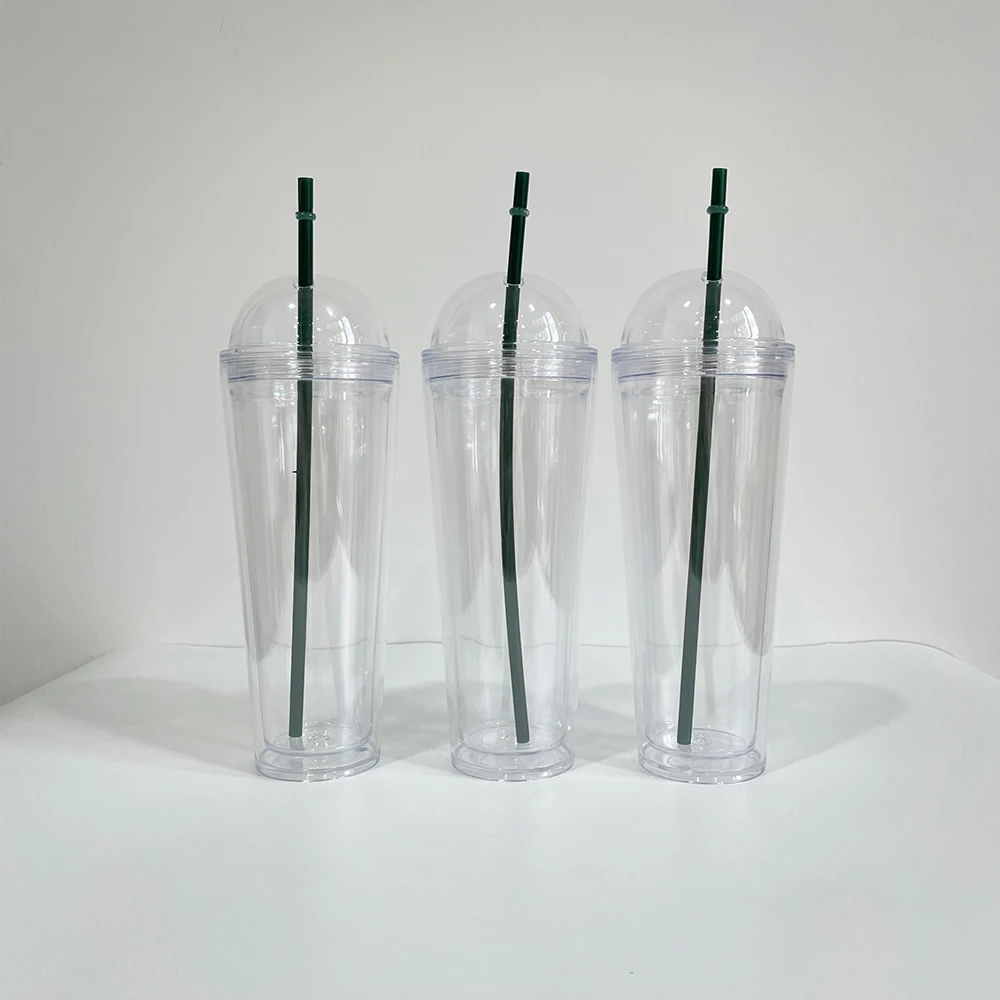 24oz BPA free pre drilled snow globe plastic acrylic dome lid tumbler Ice Cream Cone cup with bottom suitable for vinyl