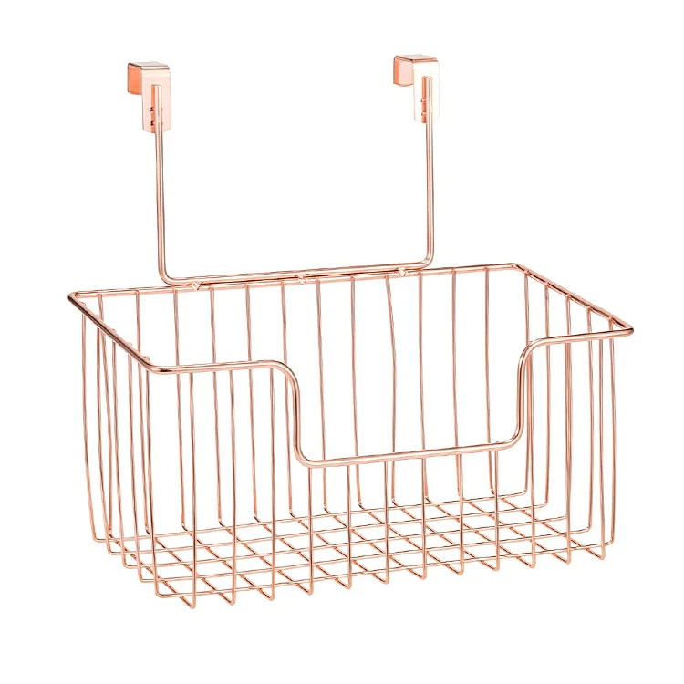 Customized Color Kitchen Pantry Organizer Metal Hanging Over the Cabinet Door Wire Storage Basket