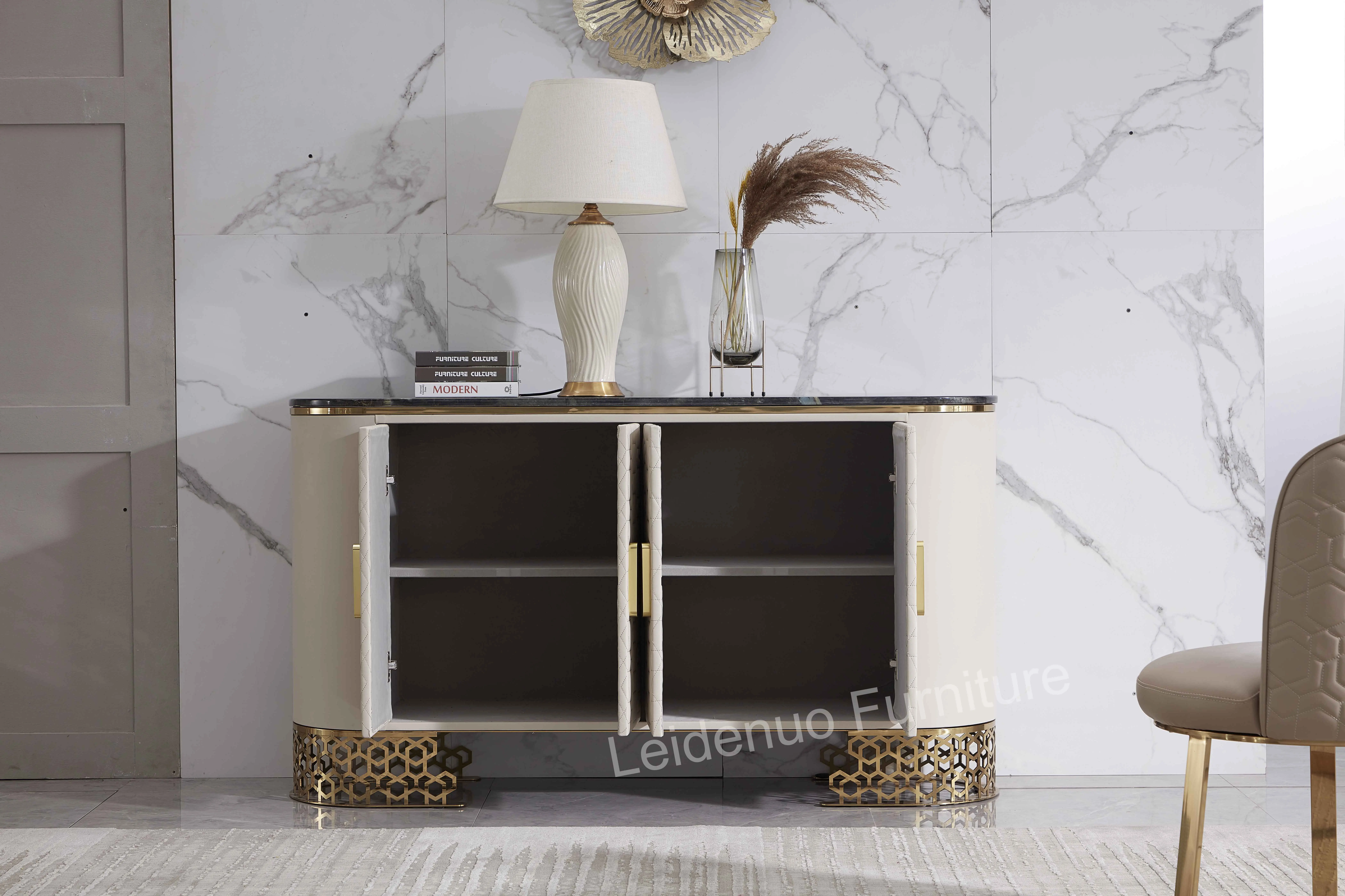 Factory Price Wholesale Stainless Steel Marble Table Buffet Cabinet With Best Quality