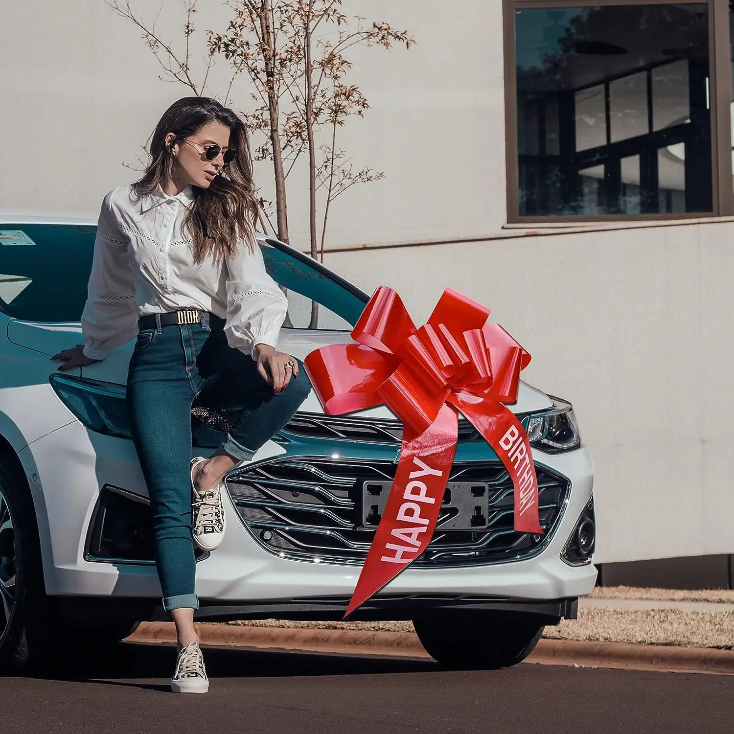 Car Bows Big Car Bow Sweet 16 30inch Giant Extra Large Blue/Red Pull Bow Happy Birthday Printed Customize LOGO Party Decoration