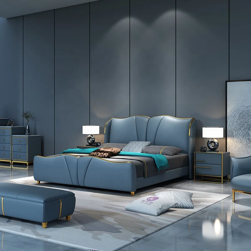 2020 new  design bedroom modern simple imitation leather  Home Bed