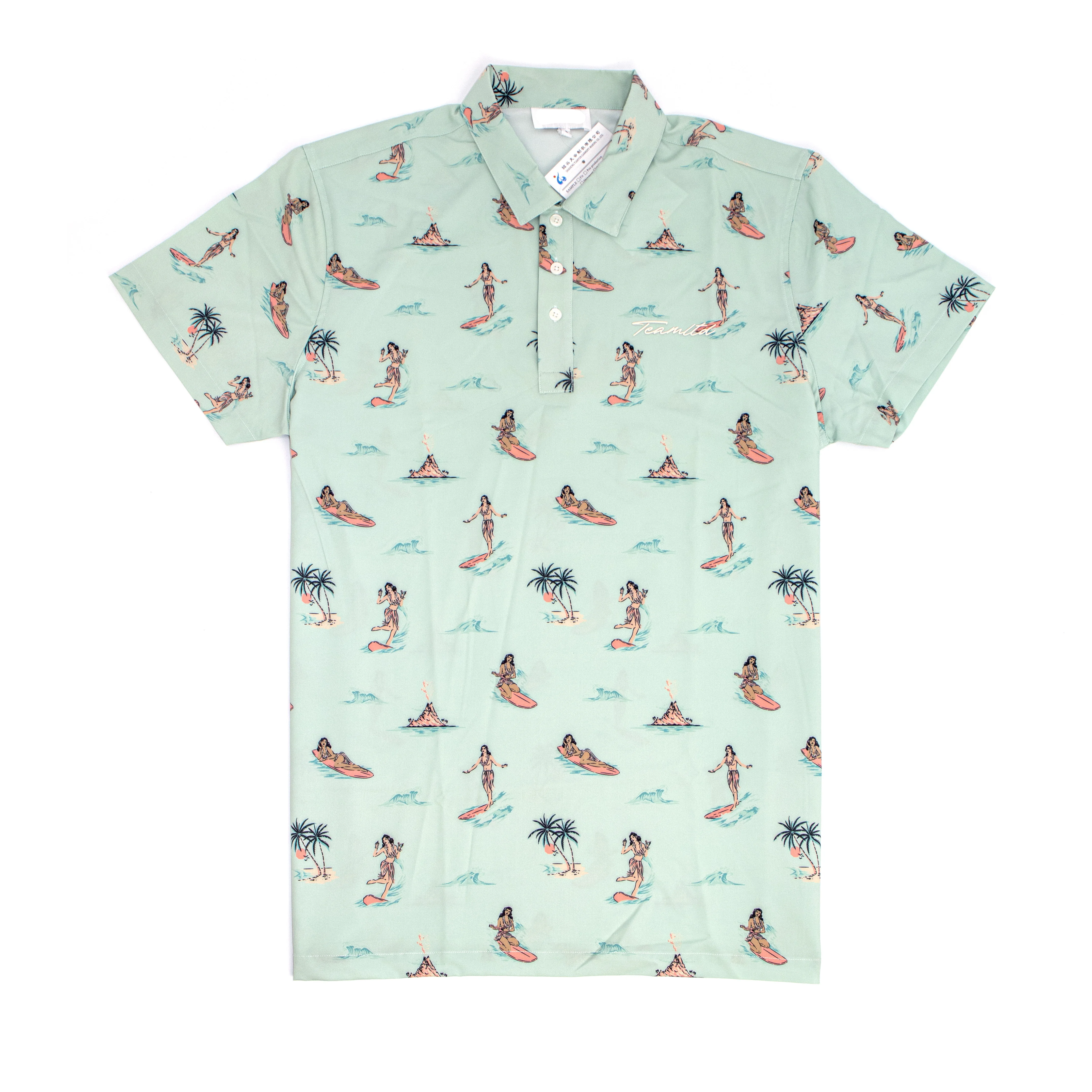 Custom Pattern Printing Polo Shirts Polyester Fabric Button Up Golf Bowling Shirts for Men