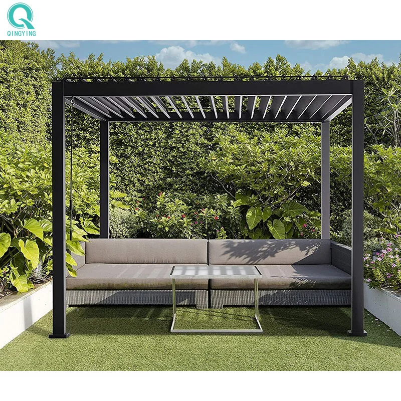 QINGYING louver pergola large pavilion outdoor garden bench gazebo