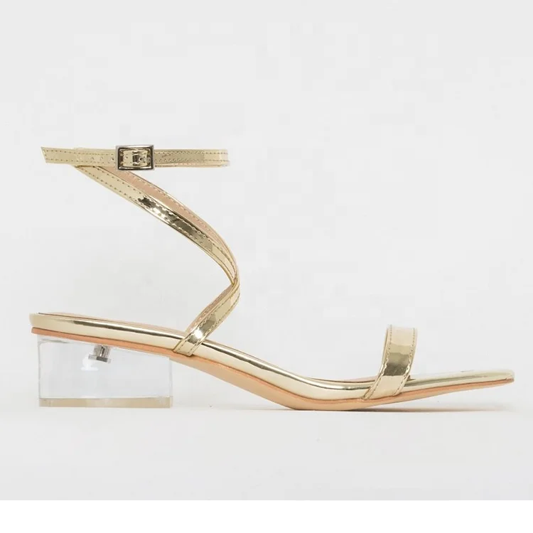 Custom Women Low Clear Heel Snake Leather Sandals 2020
