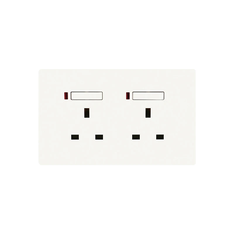 Dual 13A Switched Socket CB Approved Two Pole  Flush Type Rocker Wall Socket
