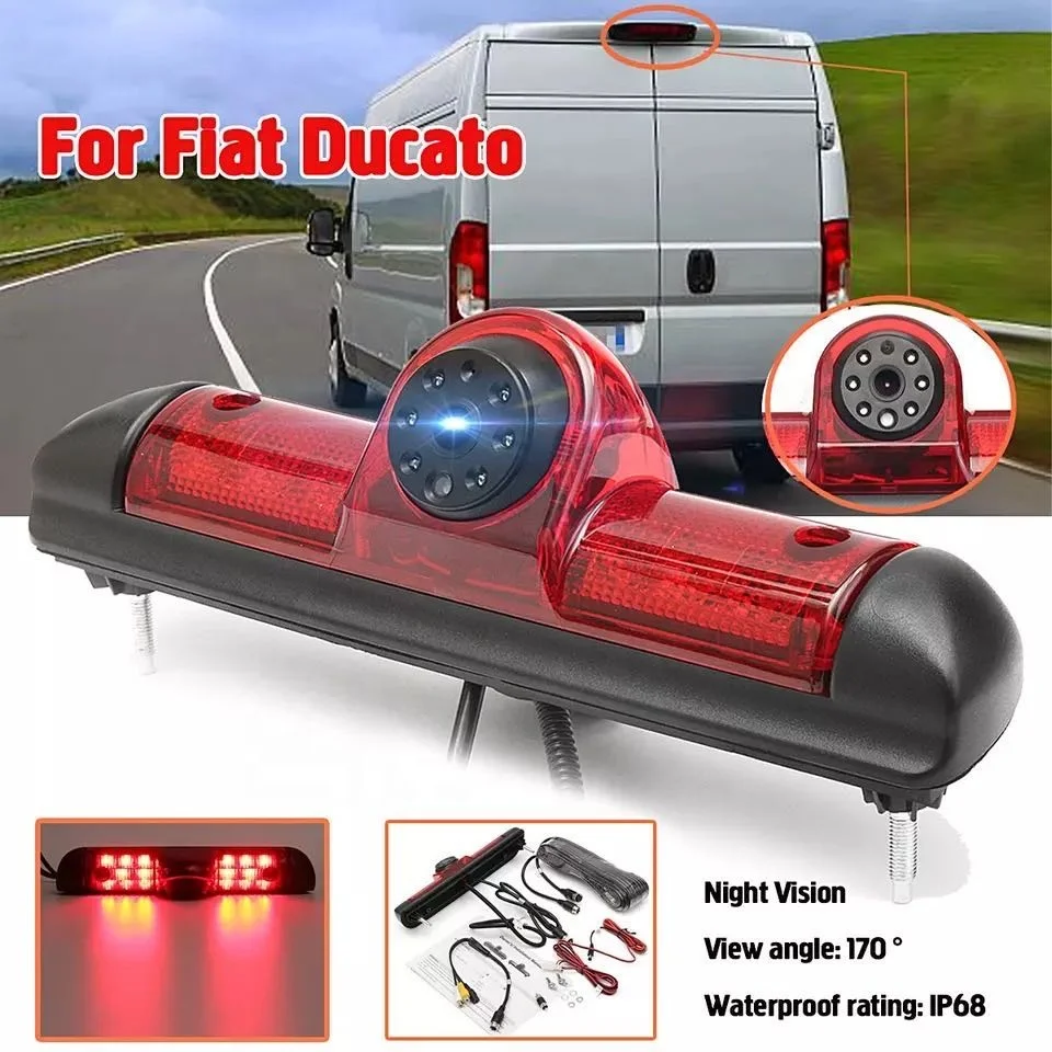 Wide angle waterproof car rear view reverse camera 3rd brake light camera for fiat ducato peugeot boxer citroen jumper