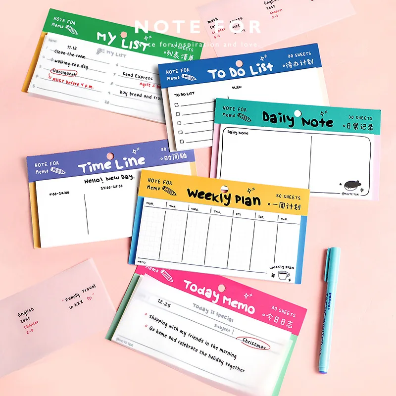 STICKERS PUNK 30 Sheets/pack Weekly Planning To Do List Pad To Do List Desk Notepad Planning for DIY Office Home School 05154