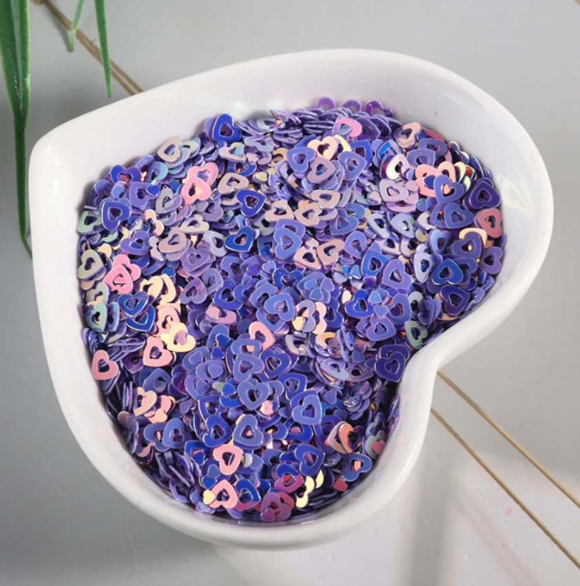 5mm Hollow  Holographic Sweet Love Heart Nail Glitter Flakes Shining Sequin For Nail Art P Manicure 3D DIY Nail Art Decora