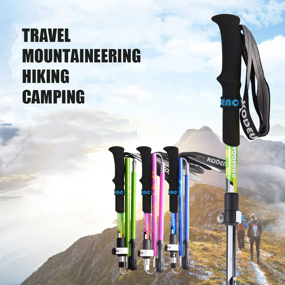 Essential lightweight walking stick for mountaineering  carbon fiber and aluminum alloy 5-section folding mountaineering stick