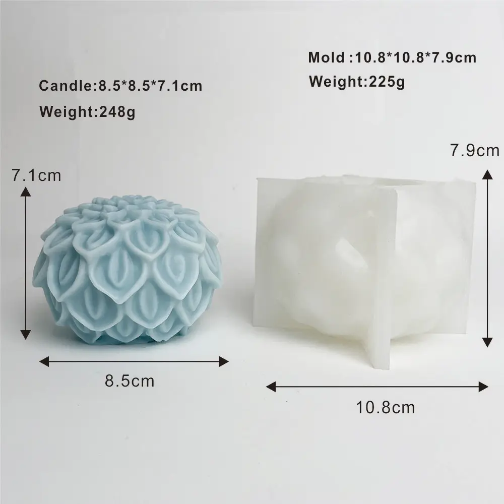 Early Riser Lotus Ball Silicone Candle Mold Cake Decoration Fondant Mold Handmade Soap Mold