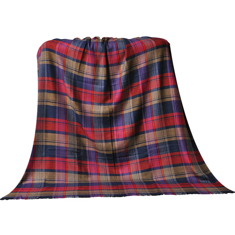 BLUE PHOENIX throw blanket with bag 100% wool Scottish plaid super cozy soft washable for bed couch sofa camping
